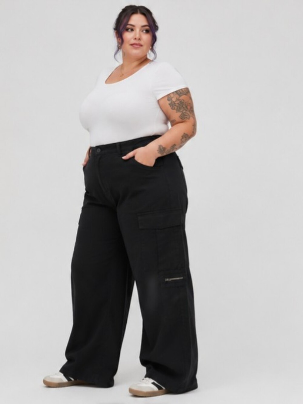 NWT City Chic Denim Harley High Rise Wide Leg Pants Black Plus Size 22R